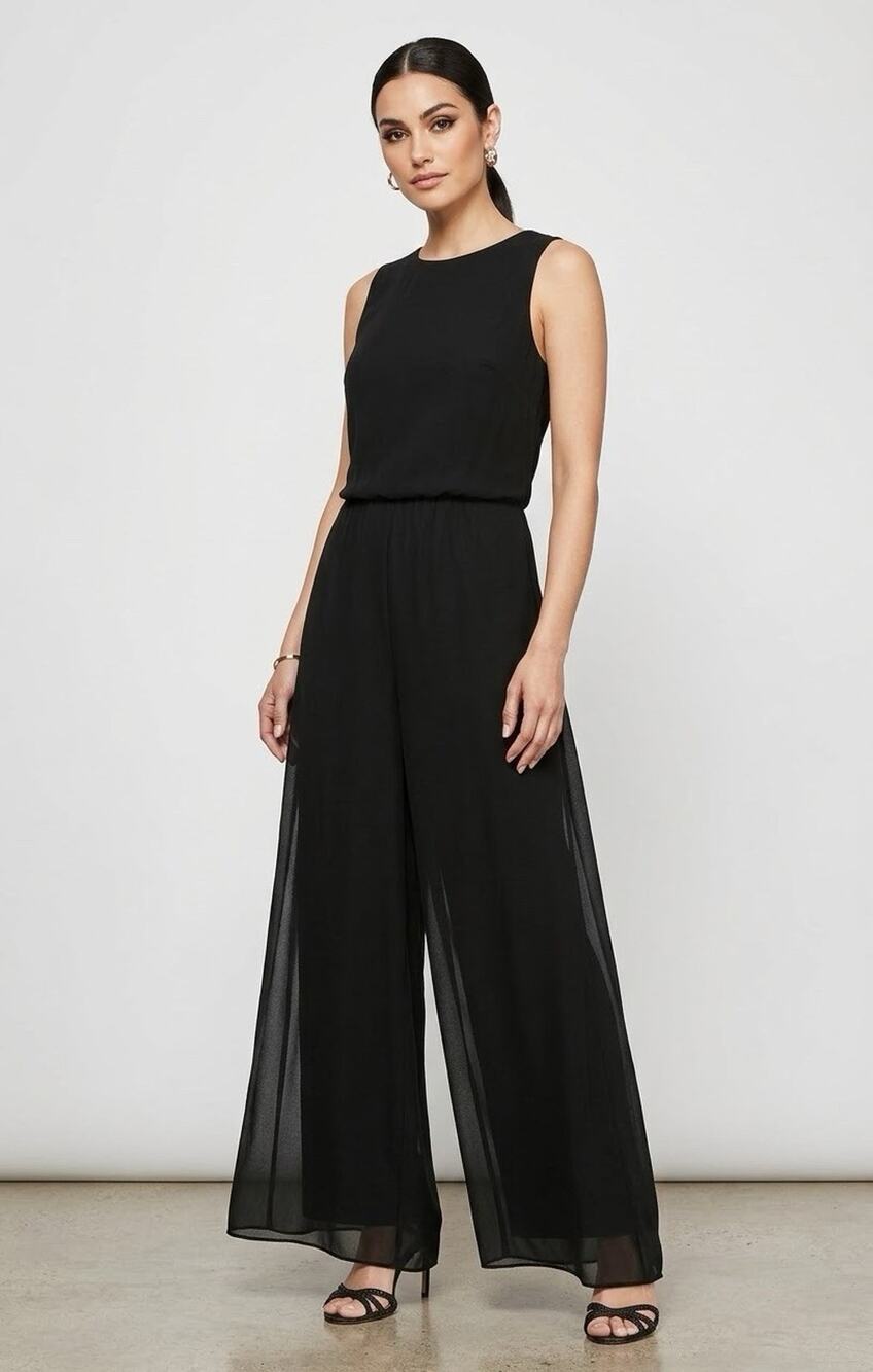 Alex Evenings Georgette Split Leg Overlay Pants, Black, XL Petite XLP